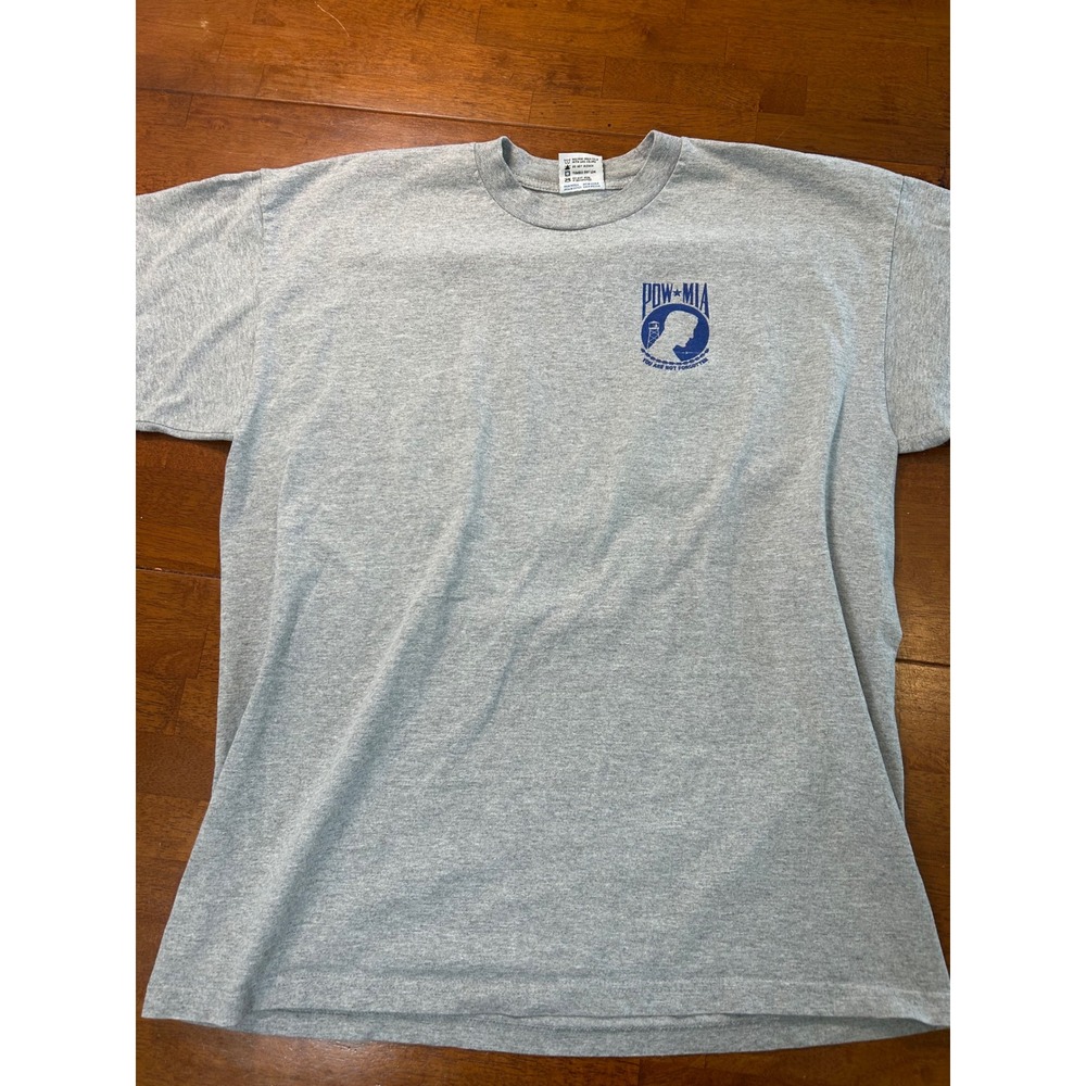 Vintage Bayside T-Shirt Mens XL Gray POW-MIA Patriotic Eagle Warrior War USA